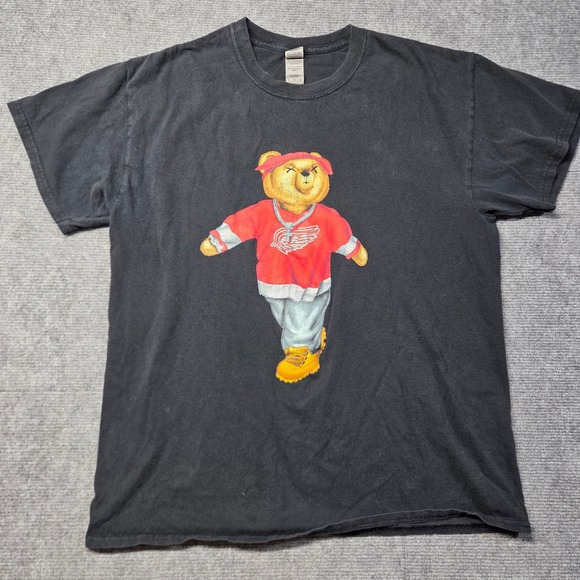 Gildan Other - Gildan Heavy Cotton Detroit Red Wing Teddy Bear Streetwear Graphic T Shirt Black